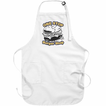 One Stop Burger Apron Basic White Apron
