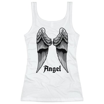 Angel Wing Back Tank Junior Fit Bella Sheer Longer Length Rib Tank Top