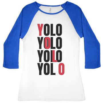 YOLO Diagonal Junior Fit Bella 1x1 Rib 3/4 Sleeve Raglan Tee