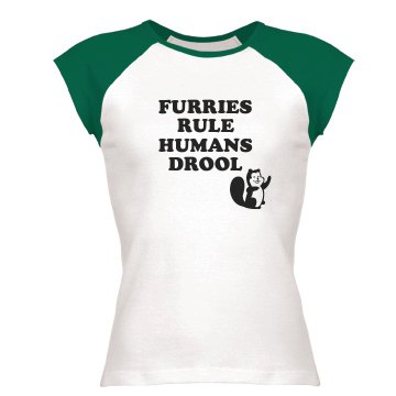 Furries Rule Junior Fit Bella 1x1 Rib Ringer Tee