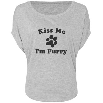 Kiss Me I'm Furry Junior Fit Bella Crewneck Jersey Tee