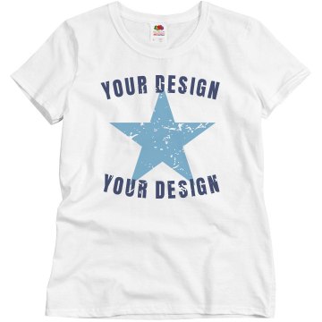 Distressed Star Tee Misses Relaxed Port & Company Essential Tee