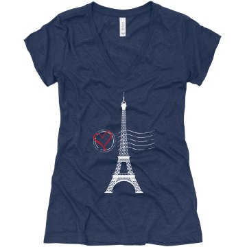 From France With Love Junior Fit Bella Triblend Deep V Neck Tee