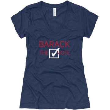 Barack the Vote Junior Fit Bella 1x1 Rib V-Neck Tee