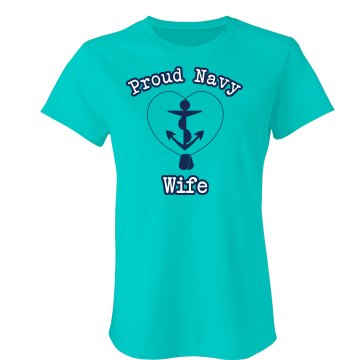 Proud Navy Wife Junior Fit Bella Sheer Longer Length Rib Tee