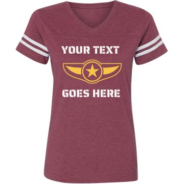 Semper Fi Wife w/ Back Junior Fit Bella 1x1 Rib V-Neck Tee