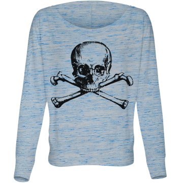 Skull Fashion Distressed Misses Bella Flowy Lightweight Relaxed Dolman Tee