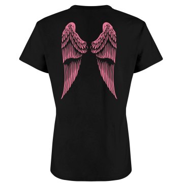 Pink Angel Wings Junior Fit Bella Crewneck Jersey Tee