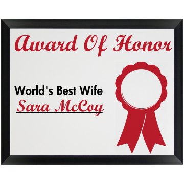 Award Of Honor Best Wife Wood Plaque