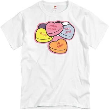Candy Hearts Guys Unisex Basic Gildan Heavy Cotton Crew Neck Tee