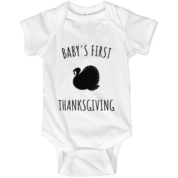 Baby's First Thanksgiving Infant Rabbit Skins Lap Shoulder Creeper