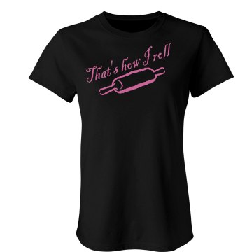 How I Roll on Black Junior Fit Bella Sheer Longer Length Rib Tee