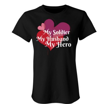 My Soldier Husband Hero Junior Fit Bella Sheer Longer Length Rib Tee