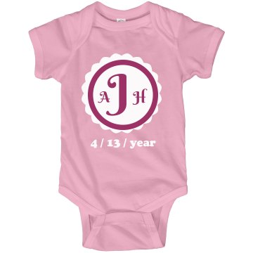 Birth Date Onesie Infant Rabbit Skins Lap Shoulder Creeper