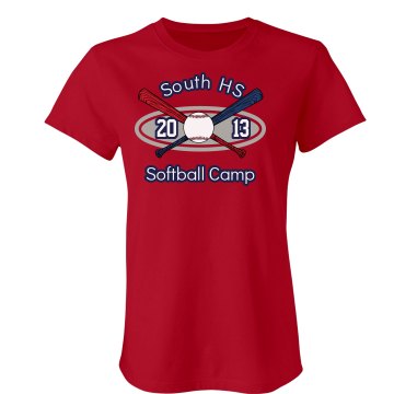 South HS Softball Camp Junior Fit Bella Crewneck Jersey Tee