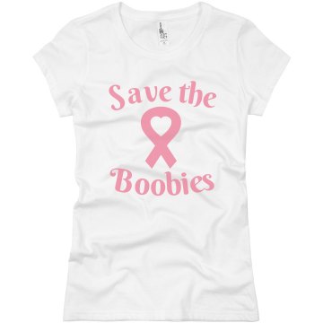 Save The Boobies Junior Fit Basic Bella Favorite Tee