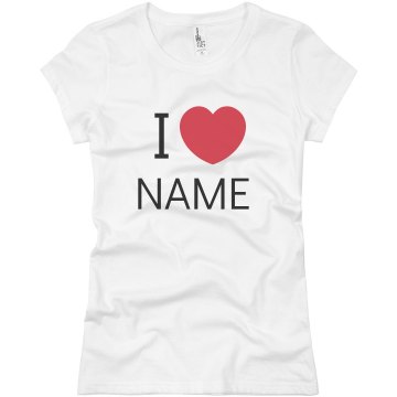 I Heart Name Junior Fit Basic Bella Favorite Tee