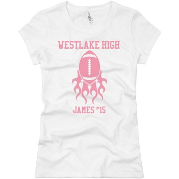 Pink Flame Football Junior Fit Brightline 3/4 Sleeve Jersey Tee