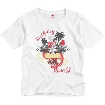 Birthday Princess Flower  Youth Basic Gildan Ultra Cotton Crew Neck Tee