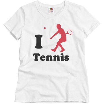 I Heart Tennis Misses Relaxed Fit Basic Gildan Heavy Cotton Tee