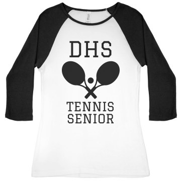 DHS Tennis Senior Junior Fit Bella 1x1 Rib 3/4 Sleeve Raglan Tee