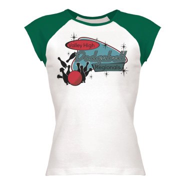 Valley High Dodgeball  Junior Fit Bella 1x1 Rib Ringer Tee