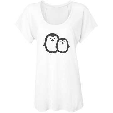 Cute Penguin Family Misses Bella Flowy Lightweight Raglan Tee