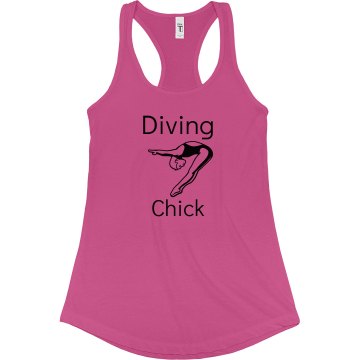Diving Chick Junior Fit Bella Sheer Longer Length Rib Racerback Tank Top