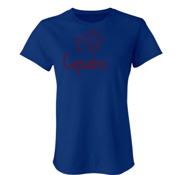 I Love Cupcakes Junior Fit Bella Sheer Longer Length Rib Tee