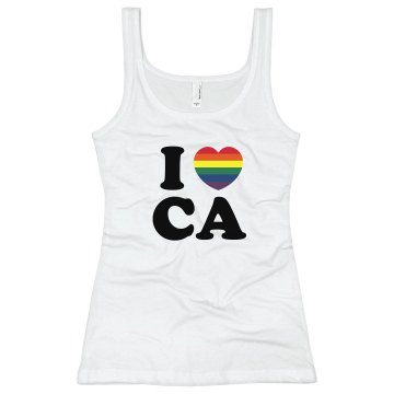 I Heart Gay CA Junior Fit Soffe 2x1 Rib Tank Top