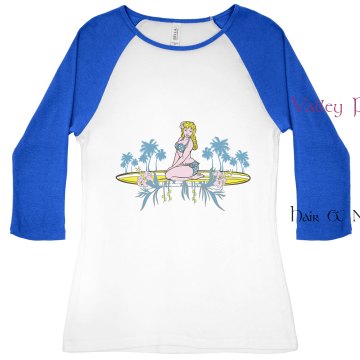 Valley Paradise Salon Junior Fit Bella 1x1 Rib 3/4 Sleeve Raglan Tee
