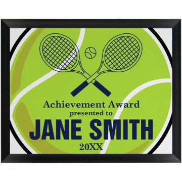 Tennis Achievement Award Round Wood Plaque