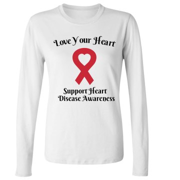 Love Your Heart Junior Fit Bella Long Sleeve Crewneck Jersey Tee