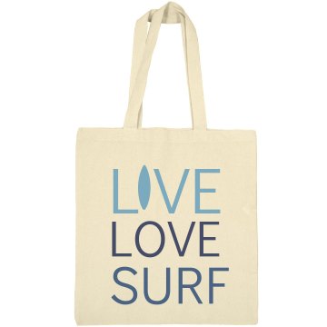 Live Love Surf Tote Liberty Bags Canvas Bargain Tote Bag