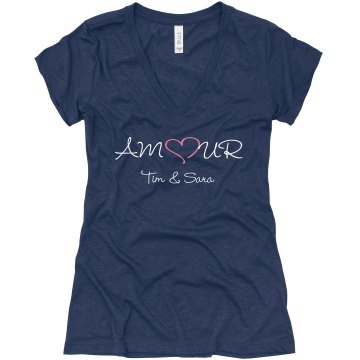 Amour Love Tee Junior Fit Bella Triblend Deep V Neck Tee