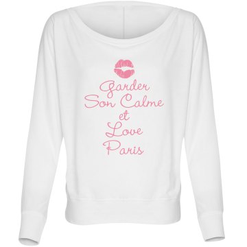 Keep Calm and Love Paris Misses Bella Flowy Lightweight Relaxed Dolman Tee