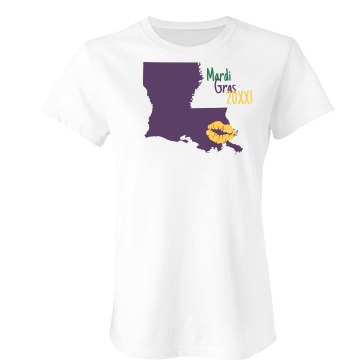 Kiss My Mardi Gras Junior Fit Bella Sheer Longer Length Rib Tee