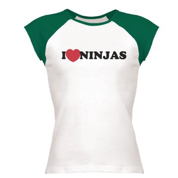 I Love Ninjas Junior Fit Bella 1x1 Rib Ringer Tee