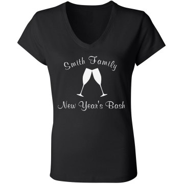 New Year's Bash Junior Fit Bella Long Sleeve Sheer Longer Length Rib V-Neck Tee