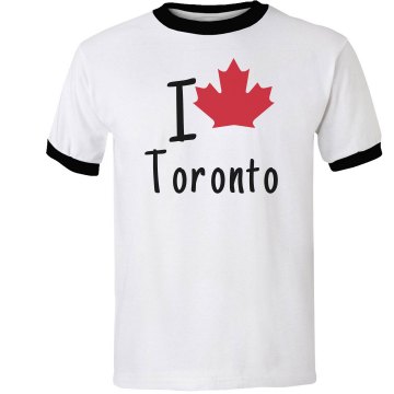 I Love Toronto Ringer Junior Fit Bella 1x1 Rib Ringer Tee