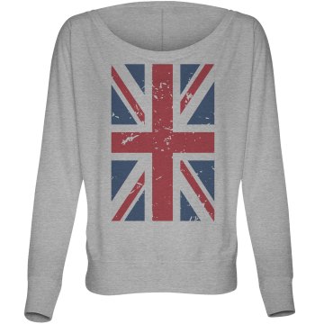 Union Jack Flag Top Misses Bella Flowy Lightweight Relaxed Dolman Tee