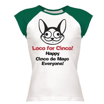 Loco for Cinco de Mayo Junior Fit Bella 1x1 Rib Ringer Tee
