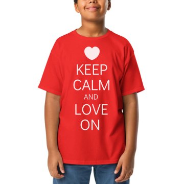 Keep Calm And Love On Youth Gildan Ultra Cotton Crew Neck Tee
