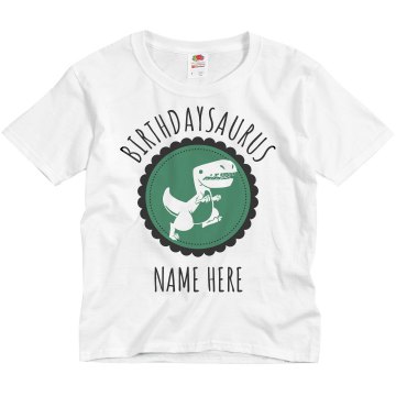 Birthdaysaurus Youth Basic Gildan Ultra Cotton Crew Neck Tee
