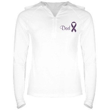 Dad Alzheimers Junior Fit Bella Long Sleeve 1/2 Zip Hooded Pullover Tee