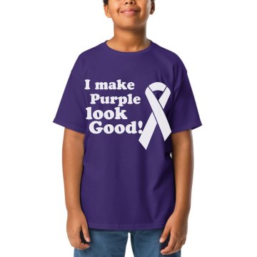 Purple Looks Good On Me Youth Gildan Ultra Cotton Crew Neck Tee