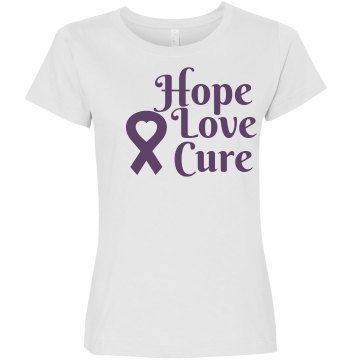 Hope Love Cure Junior Fit Bella Sheer Longer Length Rib Tee