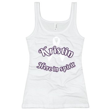 Alzheimers Here in Spirit Junior Fit Bella Longer Length 1x1 Rib Tank Top