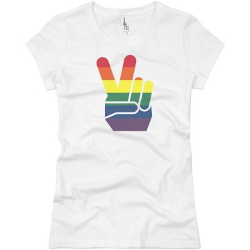 Peace and Gay Rights Junior Fit Bella Sheer Longer Length Rib Tee