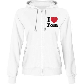 I Heart Tom Junior Fit Bella Fleece Raglan Zip Hoodie